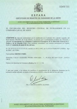 Certificado de registro